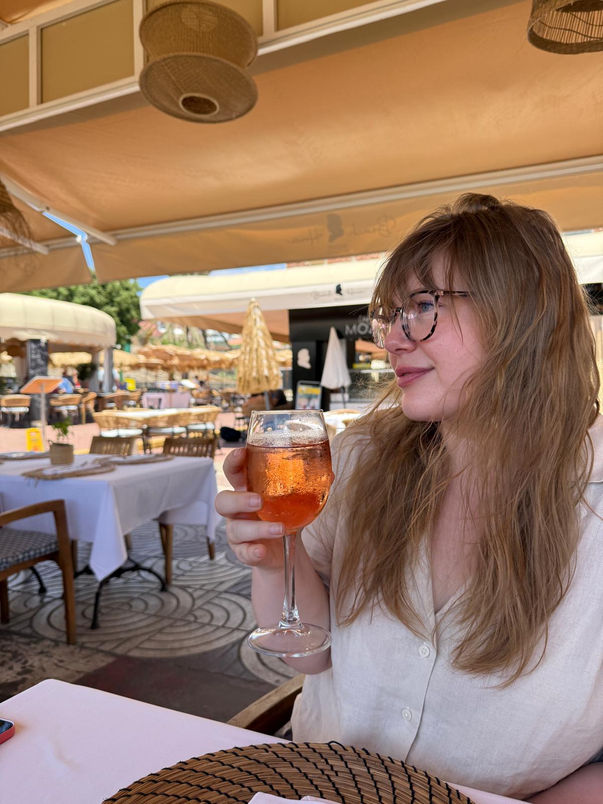 Maxime enjoying an aperitif in Spain